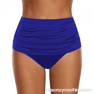 yijiamaoyiyouxia swimwear Swimsuit Women's Solid High Waisted Swim Bottom Lady Ruched Bikini Swimsuit Briefs Plus Size Blue B07N2Z268N